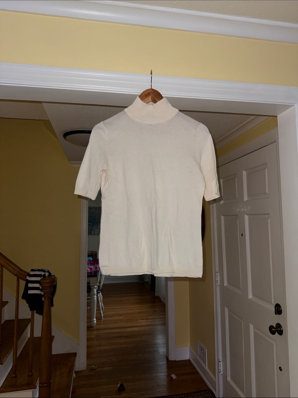 Talbots Cream Short-Sleeve Mock Neck Sweater Top
